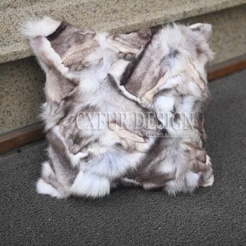 CX-D-101A Natural Color Handmade Patchwork Real Fox Fur Sofa Cushion Cover Pillow Case ~DROP SHIPPING