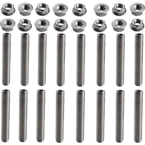 1 set High Quality Stainless Steel Exhaust Manifold Stud Bolts Nuts Kit for Ford 4.6 or 5.4 V8 engine Stainless Steel Flange Nut