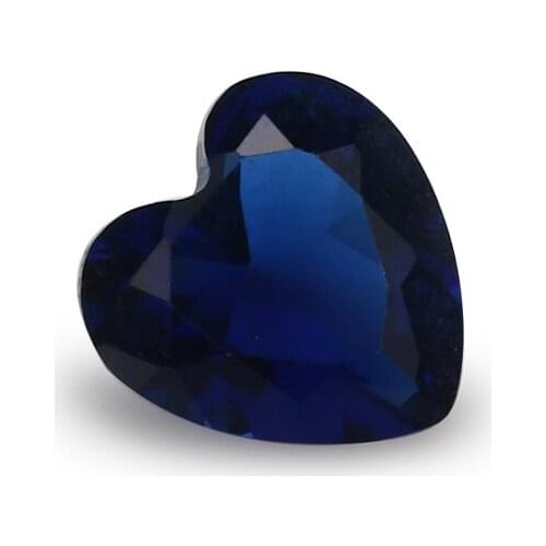 100pcs 3x3~10x10mm Heart Shape Loose Stone Blue Color Glass Synthetic Gems For Jewelry DIY Stone