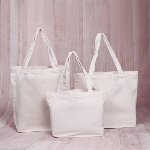 50pcs/lot 4 Size Blank pattern Canvas Shopping Bags Eco Reusable Foldable Shoulder Bag Handbag Tote Cotton Tote Bag