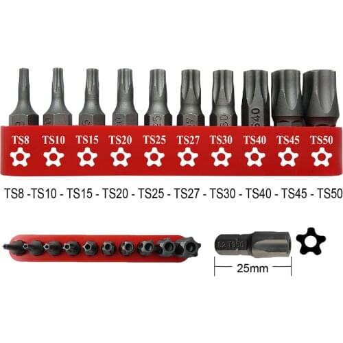 1/4 Inch Magnetic Pentacle Star Head Screwdriver Bits Pentalobe Electric Screwdriver Bit Hand Tools 25mm Length T8-T50