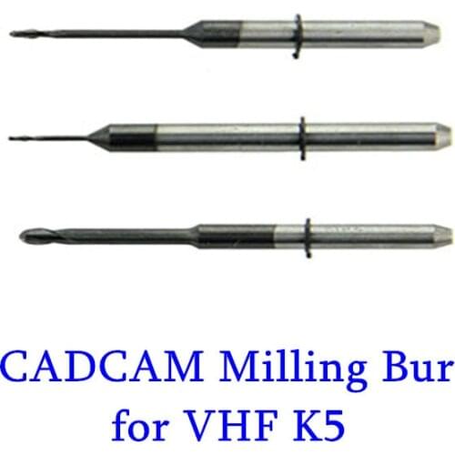 3pcs Dental lab zirconia milling burs for VHF K5 system Uncoated VHF K5 CADCAM milling bur for Zirconia and PMMA , Wax