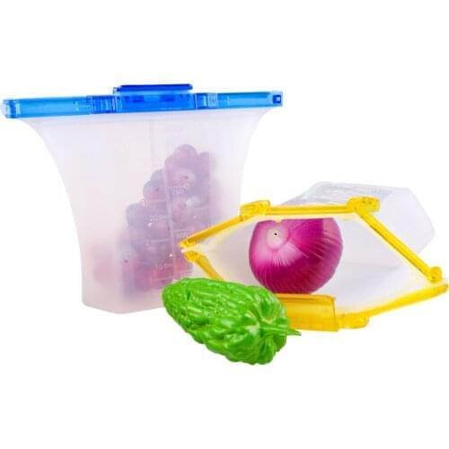 50pcs One Step Lock Leakproof Standing Silicone Bag Containers Sandwiches Liquid Snack Fruit Reusable Silicone Food Storage Bag