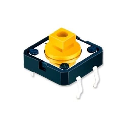 500pcs 12x12x7.3 mm Tactile Switch SPST-NO Top Actuated Through Holes 12.0 mm x 12.0 mm x 7.3 mm Square Knob Snap-in Tact Switch