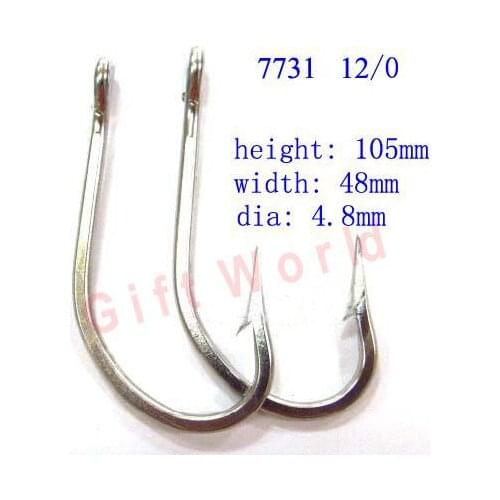 6pcs 7731 Size 12/0 Stainless Steel Ocean Big Fishing Hooks Sharpened S/S Hook Big Game Fishing Tackle