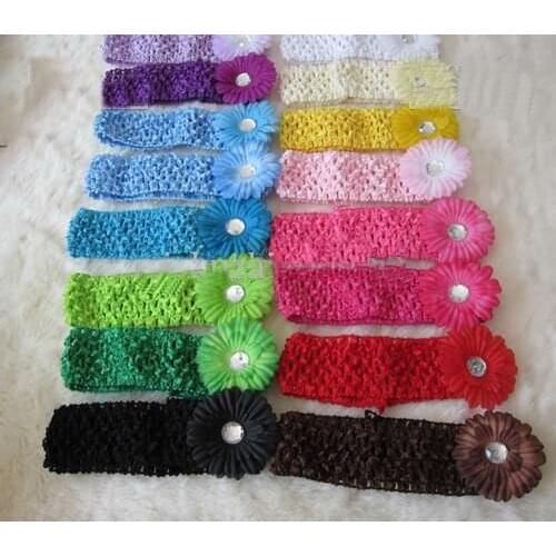 800pcs 2 Inch Child Flower Hair Clip Flower Hair Bow Clips + 1.5 Inch Crochet Headbands Child hair accessories/Child Hair Bows