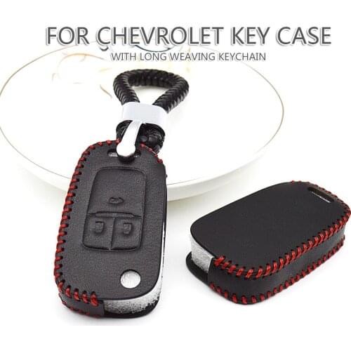 Real Leather Car Accessories Styling Key Case Fob Cover For Chevrolet Cruze Onix Lacetti Tahoe Spark Trax Equinox Keychain