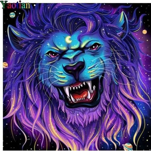 Diy Diamond Painting Cross Stitch Lion abstract planet 5D Full Square Round diamond Embroidery Mosaic home decor drop shipping