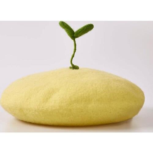 Handmade Wool Felt Beret Women Fashion ValentineS Day Grass ChildrenS Gift Ladies Hat Soild Christmas Vintage New Year Gift