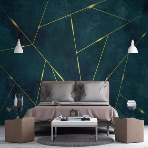 Custom large 3D wallpaper mural golden geometric lines modern minimalist abstract light luxury background wall decoration painti