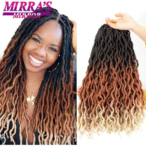 Gypsy Faux Locs Crochet Hair 18 Inch Ombre Wavy Curly Goddess Locs Dreadlocs Synthetic Braiding Hair Extensions for Black Women