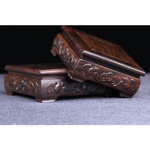 Orient ebony vase base article pedestal figure status stand wood carve home decoration collection stand redwood