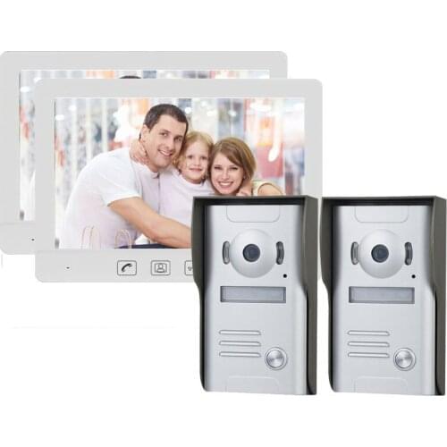 Home Intercom Video Door Phone 2HD IR Camera Access Control System with 2 Monitors 10.1'' TFT Color Screens Support Extra Camera