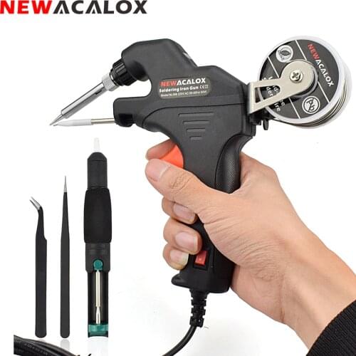 NEWACALOX Electric Soldering Iron Kit 50W EU/US Internal Heating Gun Handheld Automatically Send Tin Welding Station Repair Tool