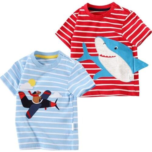 Summer Shark Toddler Boys T-shirts Cute Cartoon Girls Tops Tees Cotton Shirt Quality Fashion Childrens Shirt Kids Clothes