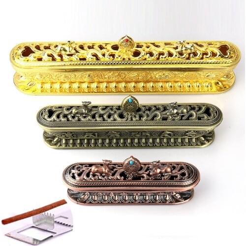 17/23/33cm Antique Copper Incense Burner Metal Handmade Zen Buddhist Tearoom Ornaments for Incense Sticks Stove