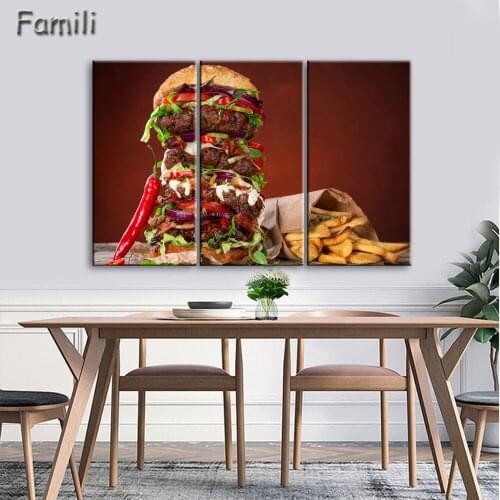 3 Piece Yellow Orange Wall Art Painting Potato And With Fruit And Juice Picture Print On Canvas Food 4 The Picture