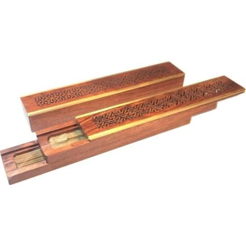 Incense Box Copper Strip Agarwood Sandalwood Incense Burner Wood Lying Holder Insert Ornaments