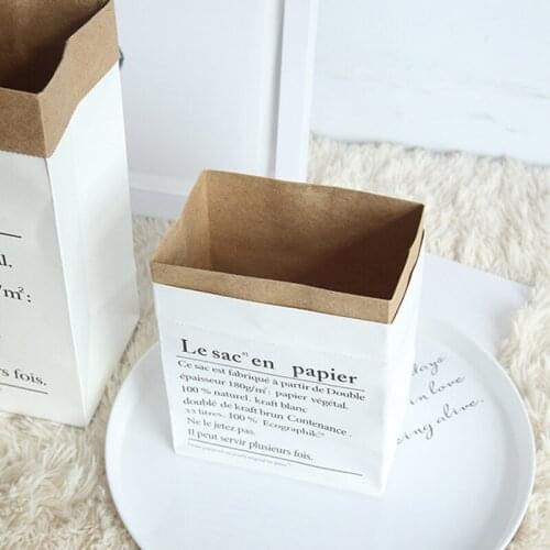 Creative Nordic Wind English Kraft Paper Storage Bag Paper Bag Home Sundries Dried Flowers Decorative Photo Ornaments