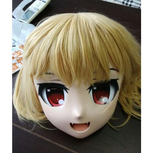 Rabbit 3) Female Resin Crossdress Pretty Girl Head Lolita Doll Mask Cartoon Anime Rumia Cosplay Kigurumi Mask Crossdresser