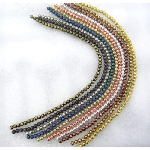 6/8/10/12mm Natural Stone electroplating Lava Round Bead Volcanic Rock Loose for diy Jewelry Making Bracelet Accessories