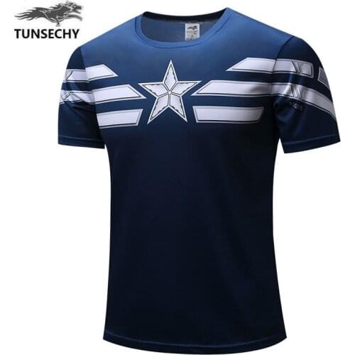 Tshirt 2021New Print T Shirt Mens Short Sleeve Hot Captain Inspired Comic Book America Superhero Printed T-Shirt