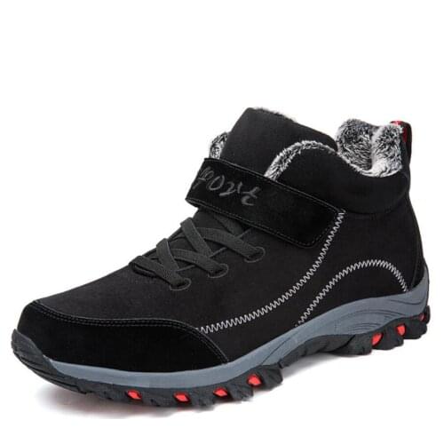 Leather Men Boots Winter with Fur Super Warm Mens Snow Boots Men Winter Work Casual Shoes Sneakers High Top Rubber Ankle Boots