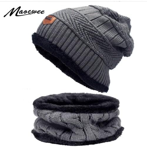 Unisex Women Men Winter Crochet Warm Heater Scarf Hat Sets Camping Hat Winter Beanie Baggy Warm Wool Fleece Neckerchief Hats New