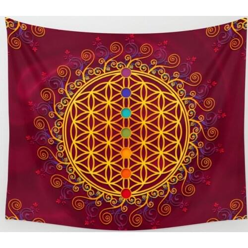 Flower of Life Yoga Zen Tapestry Wall Hanging Wall Decor Bedroom Home Decoration Wall Tapestry Yoga Mat