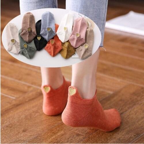 2021New Fashion Socks Woman Spring 4 Pairs Ankle Girls Cotton Color Novelty Women Fashion Cute Heart Casual Funny Sock Autumn