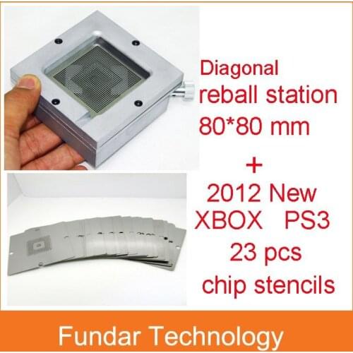 New 2012 BGA diagonal reball station 80mm with 23pcs completely XBOX PS3 80mm reballing stencils