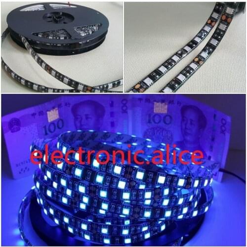 New 5M DC12V 5050 UV Ultraviolet purple waterproof 60led/m Strip lamp black light