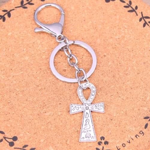New Fashion Silver Color Alloy Metal Pendant egyptian ankh life symbol Key Chain Key Ring Gift For Car Keychain Accessory