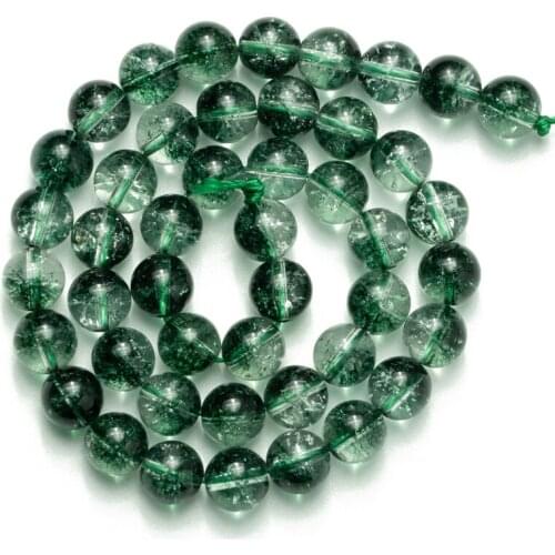 Wholesale Natural Stone Green Cracked Phantom Quartz Crystal Beads Needlework for Jewelry Making DIY Bracelet 4 6 8 10 12mm