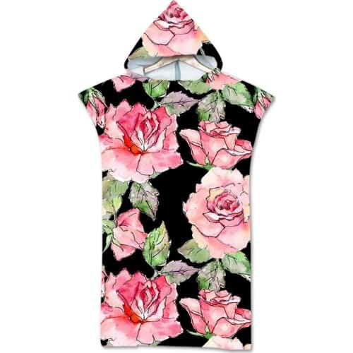 Flower Hooded Beach Towels Swimming Shower Towel Adult Bath Towel Wearable Towel Wrap Dress Beach Towel bathroom