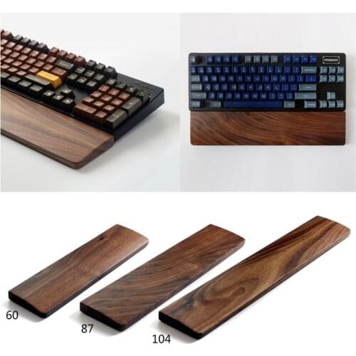 Walnut Wooden Mechanical Keyboard Wrist Rest with Anti-Slip Mat Ergonomic Gaming Desk Wrist Pad Support 60 87 104 Keys