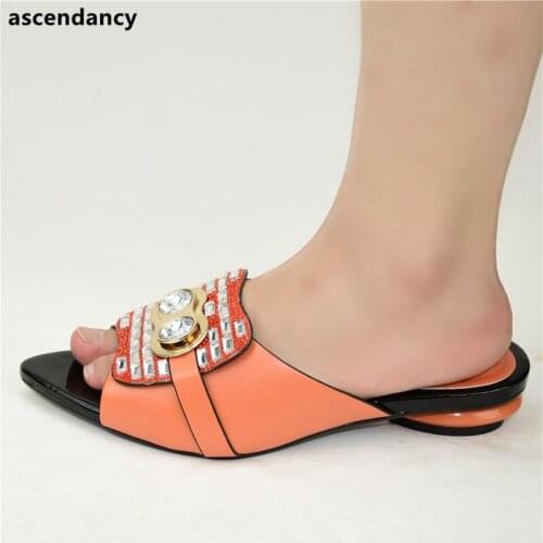 Latest Ladies Shoe for Party Italian High Heels Autumn Slipper for Wedding Woman Peep Toe Square High Heels Ladies Sandals Shoes