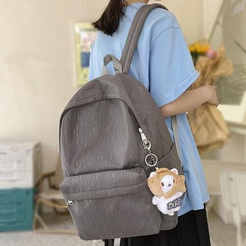 Girl Harajuku College Bag Fashion Badge Female Laptop Cute Solid Color Backpack Ladies Student Bag Travel Women Kawaii Backpacks