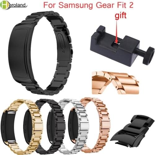 Replacement Stainless Metal Wrist Strap For Samsung Gear Fit 2 Luxury Watchband Bracelet wrist For Samsung Fit 2 SM-R360+tool