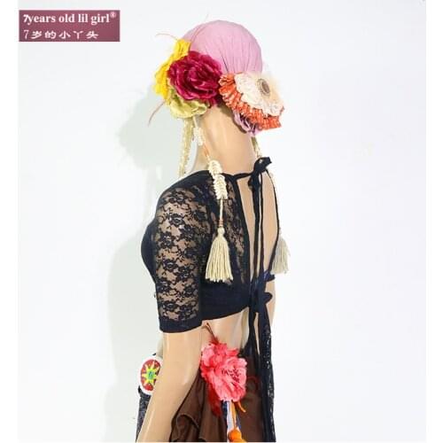 Lace Ats Tribal Belly Dance Top Choli Short Sleeve BE21-25