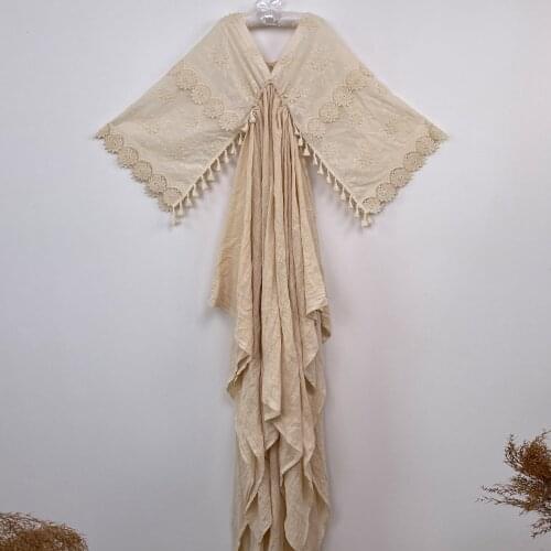 Don&Judy Vintage Cotton Embroidery Maternity Dresses for Photo Shoot Party Evening Prom Dress Photography Prop Boho Style 2021