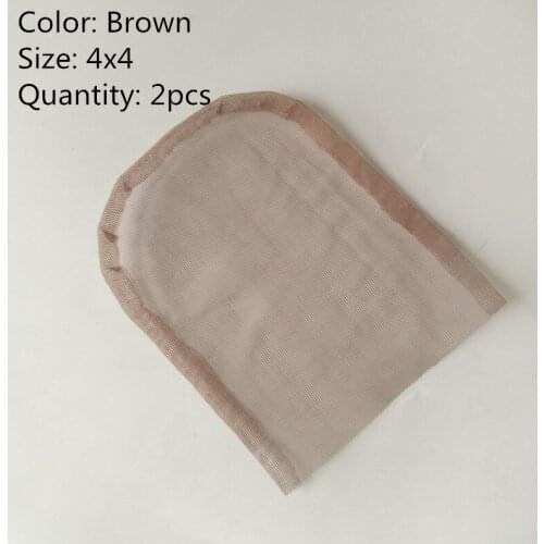 2pcs High Quality Swiss Lace Net Base For Making Lace Top Closure 4*4 Size Brown Color