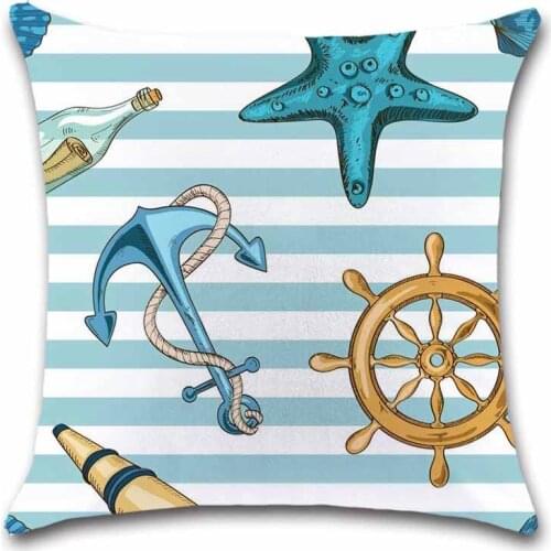 Ocean sea style pattern Anchor Marine Cushion Cover Decorative Home sofa shop restaurant chair car seat white pillowcase gift