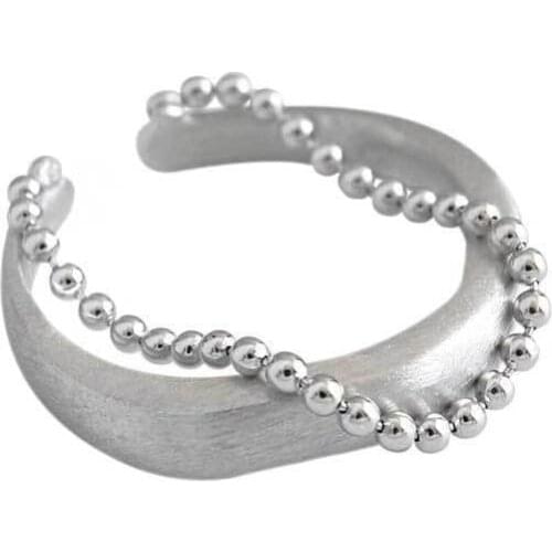 Fashion Simple Silver Plated Double Laye Beads Chain Rings for Womens Adjustable Ring Wedding Engagement Ring Bridal Jewelry