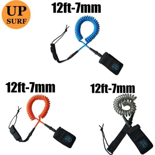 1pc Surfboard Leash 12ft 7mm Coil Leash SUP board leash Neoprene Strape Leash Wake Board Coil Leash