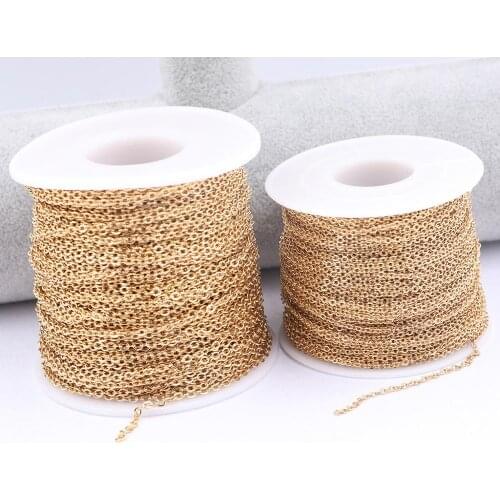 10meters/Roll Gold Plated Stainless Stee Chains For Jewelry Making Diy Pendants Necklace Accessories