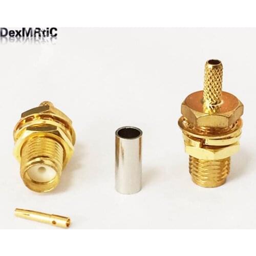 10pcs SMA Female jack Nut RF Coax Connector Crimp RG316,RG174,LMR100 Straight Goldplated NEW wholesale