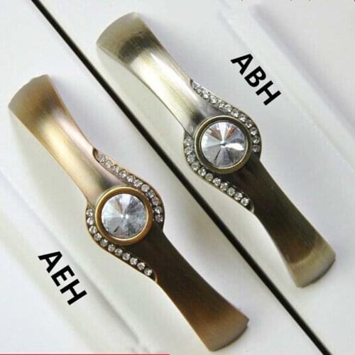 128mm Fashion Luxury Crystal wine cabinet glass cupboard Handle bronze zinc alloy drawer dresser wardrobe furniture handles knob