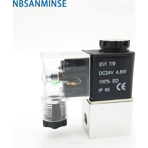 2V025 1/8 1/4 2 Way 2 Position Normally Closed Pneumatic Air Solenoid Valve Air Compressor Solenoid Valve NBSANMINSE