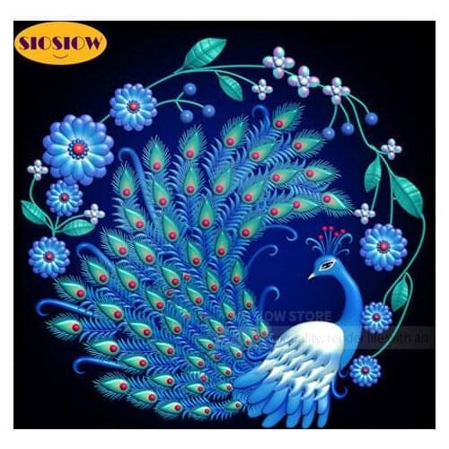 5d Diy Diamond Painting Peacock Chinese Cross Stitch Patterns Full Square Drill 3D Diamond Mosaic Embroidery Daimond Decor Home
